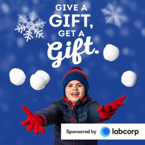 Give a Gift, Get a Gift image with Labcorp logo.