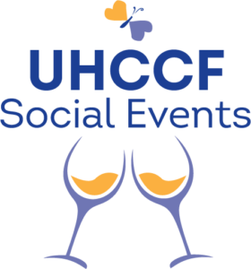 UHCCF Social Events logo with two glasses toasting cheers